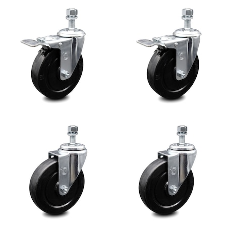 Service Caster 5 Inch Soft Rubber Wheel Swivel 1/2 Inch Stem Caster Total Lock Brake SCC, 2PK SCC-TSTTL20S514-SRS-121315-2-S-2
